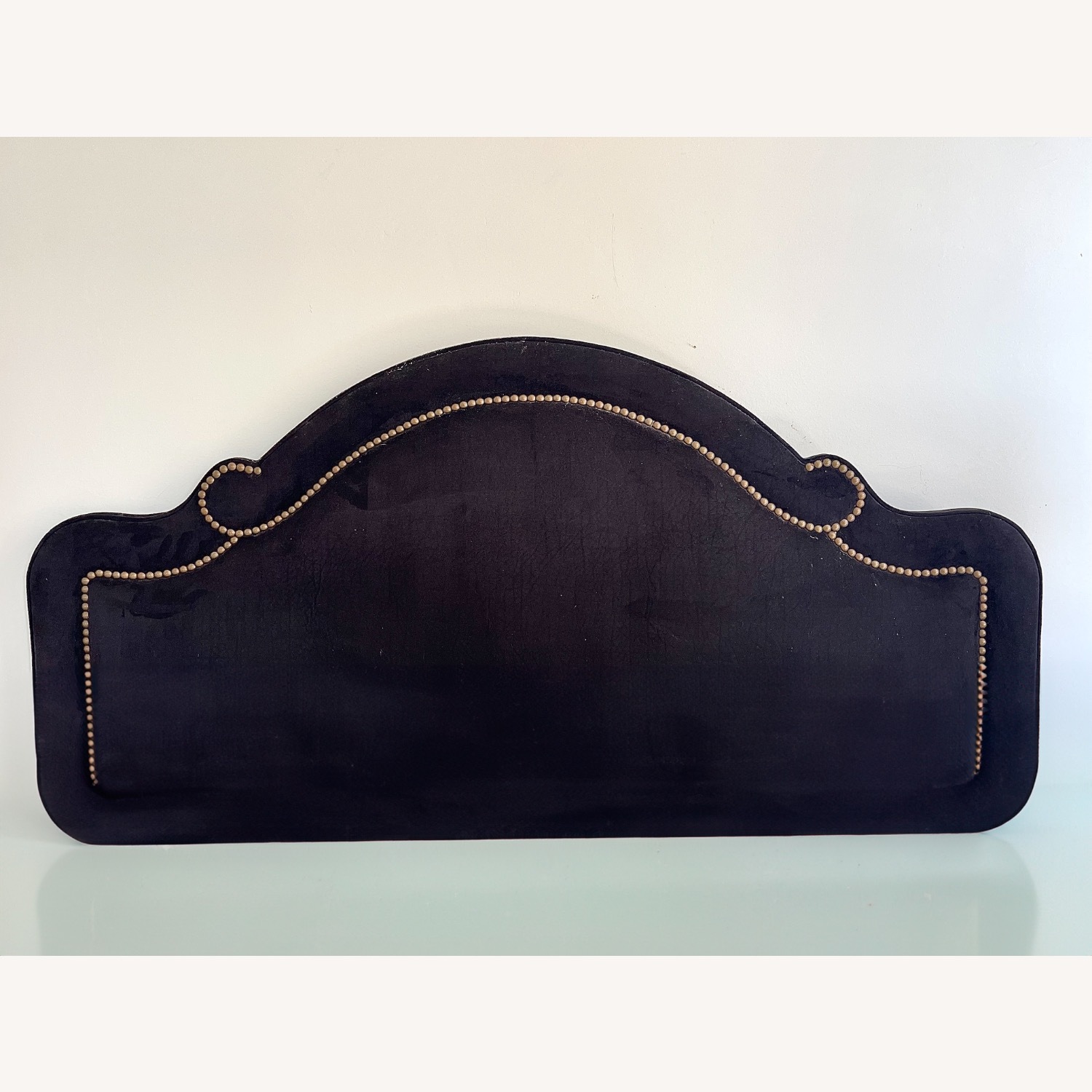 Luxe Black Velvet Headboard, Gold Trim - image-1
