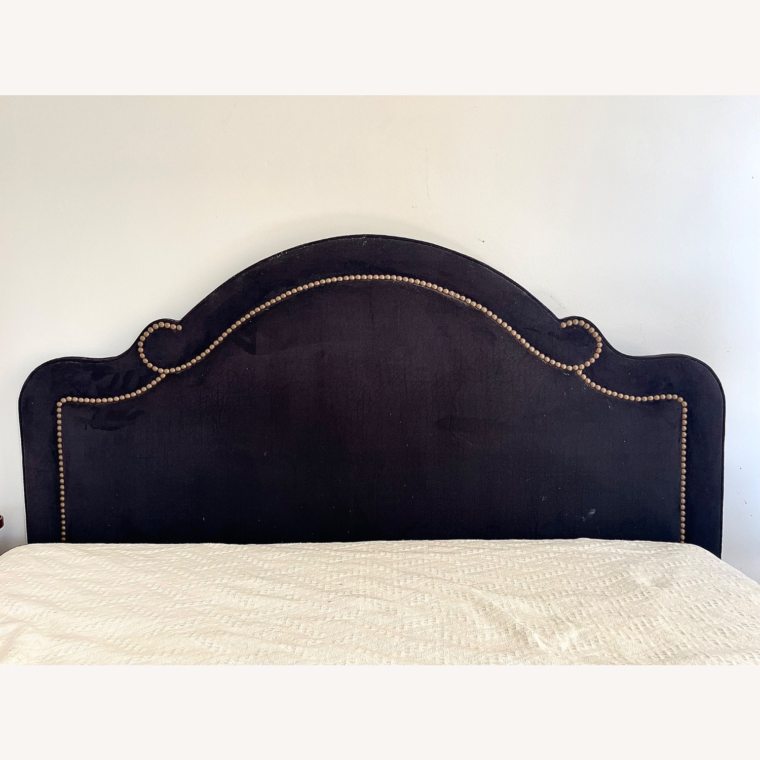 Luxe Black Velvet Headboard, Gold Trim - image-2