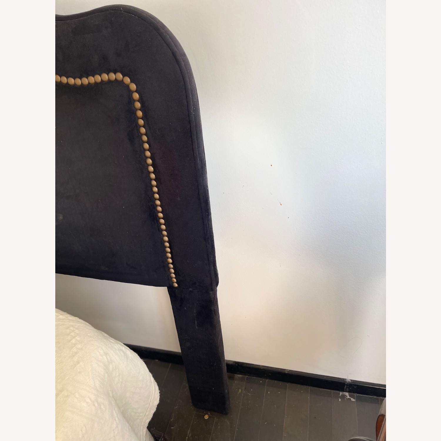 Luxe Black Velvet Headboard, Gold Trim - image-3