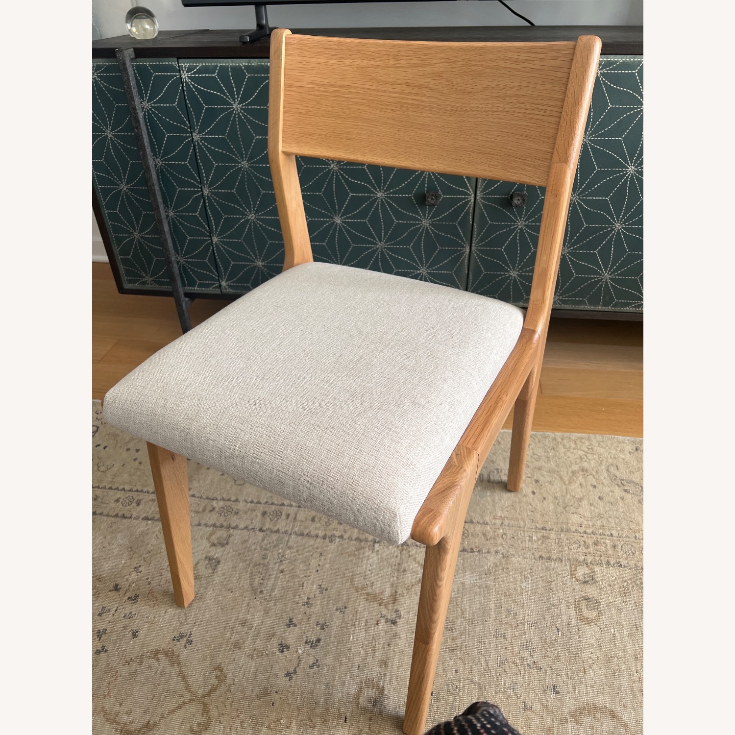  4 Crate & Barrel Lakin White Oak Wood Dining Side Chair - image-1