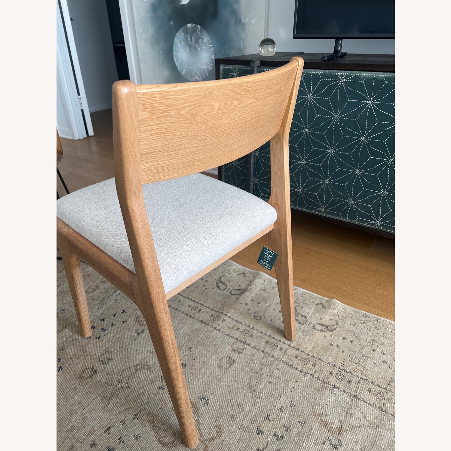  4 Crate & Barrel Lakin White Oak Wood Dining Side Chair - image-2