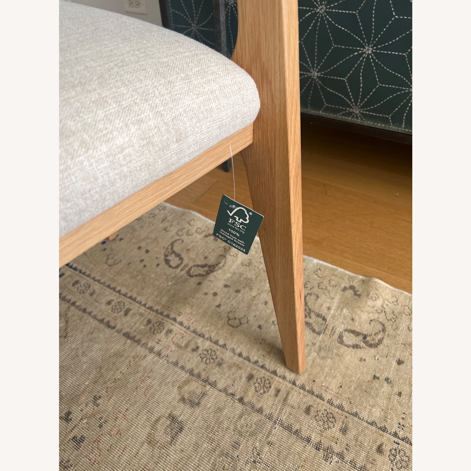  4 Crate & Barrel Lakin White Oak Wood Dining Side Chair - image-3