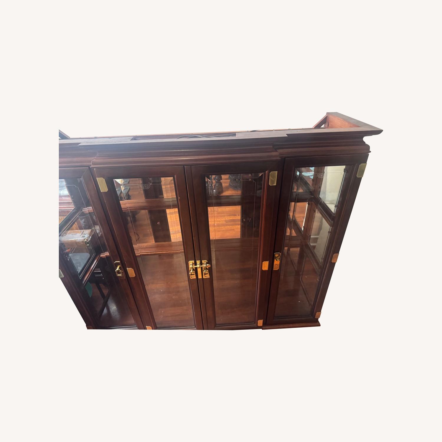 19" Cherry Oak Wood Hutch Buffet - image-0