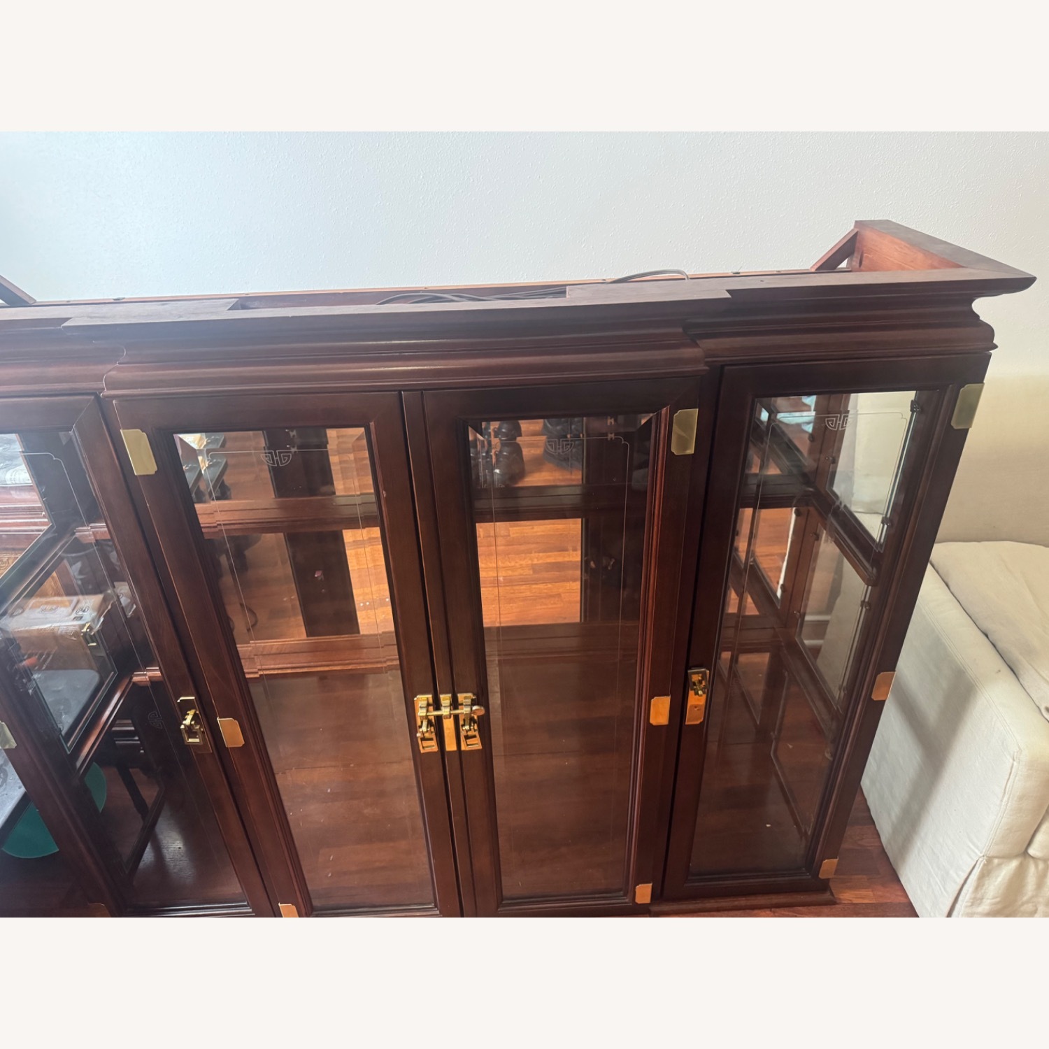 19" Cherry Oak Wood Hutch Buffet - image-1