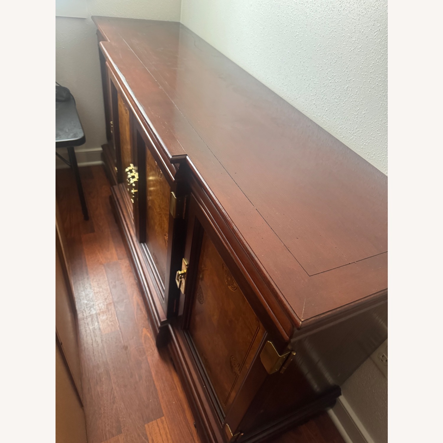 19" Cherry Oak Wood Hutch Buffet - image-2