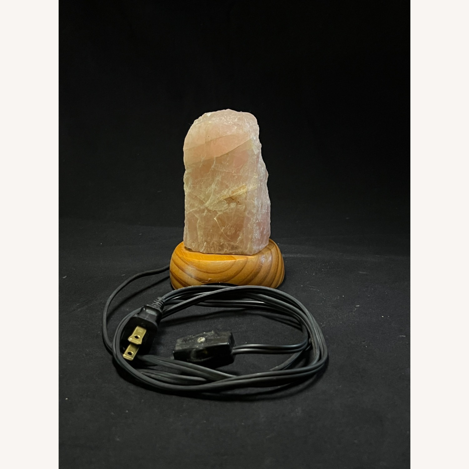 Vintage Rose Quartz Lamp Rock Crystal Night Light - image-3