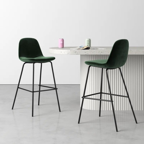 Used AllModern Kody Green Upholstered Counter Stool Set of 2 for sale on AptDeco