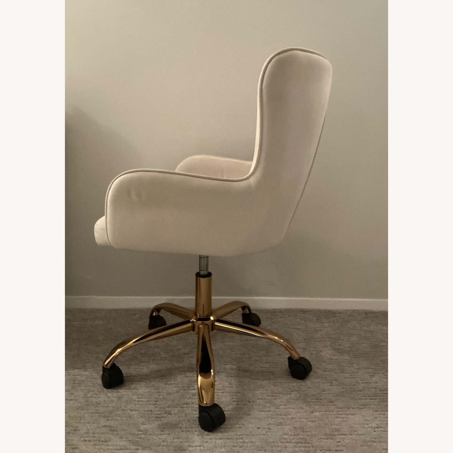 White and Gold Velvet Swivel Chair - image-4