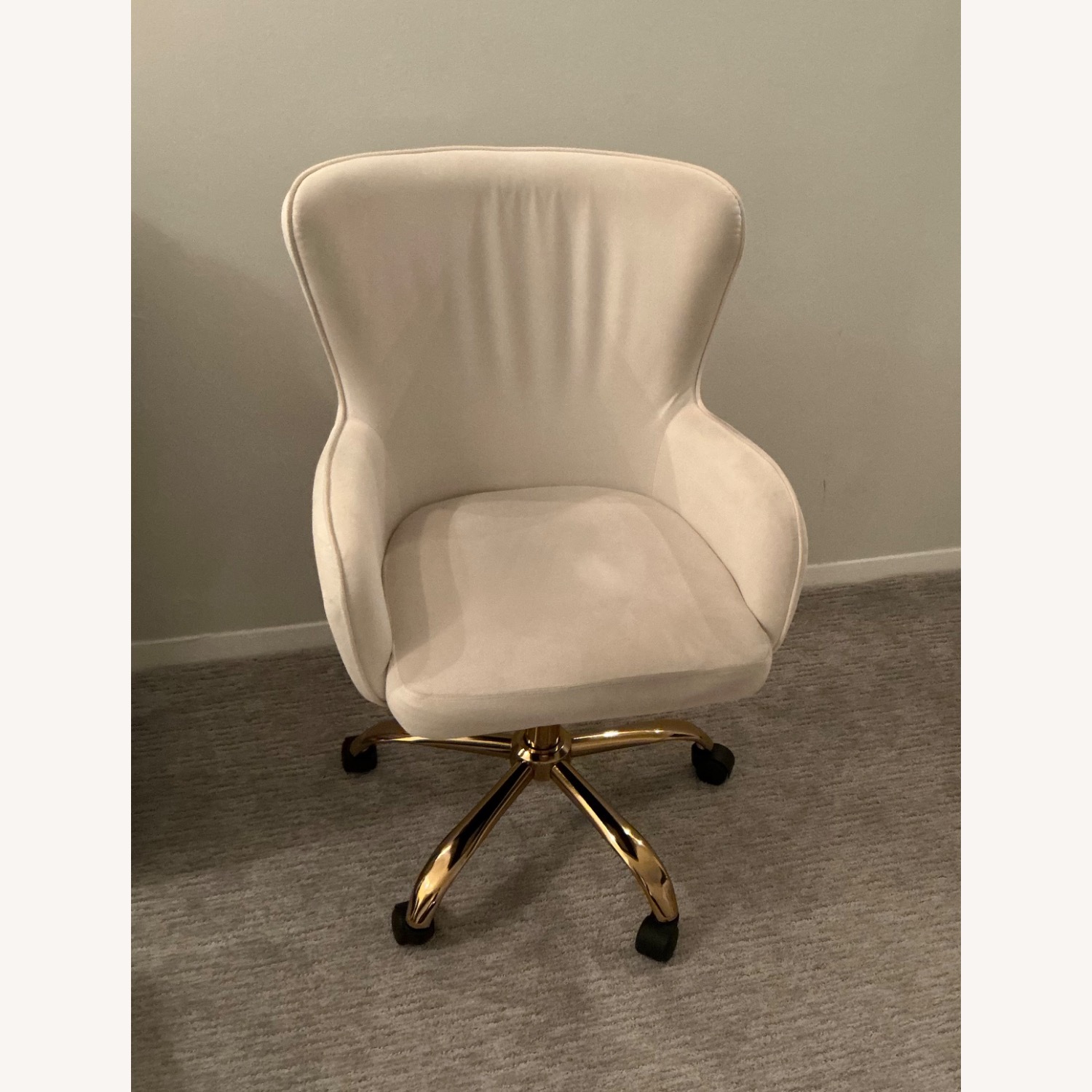 White and Gold Velvet Swivel Chair - image-2