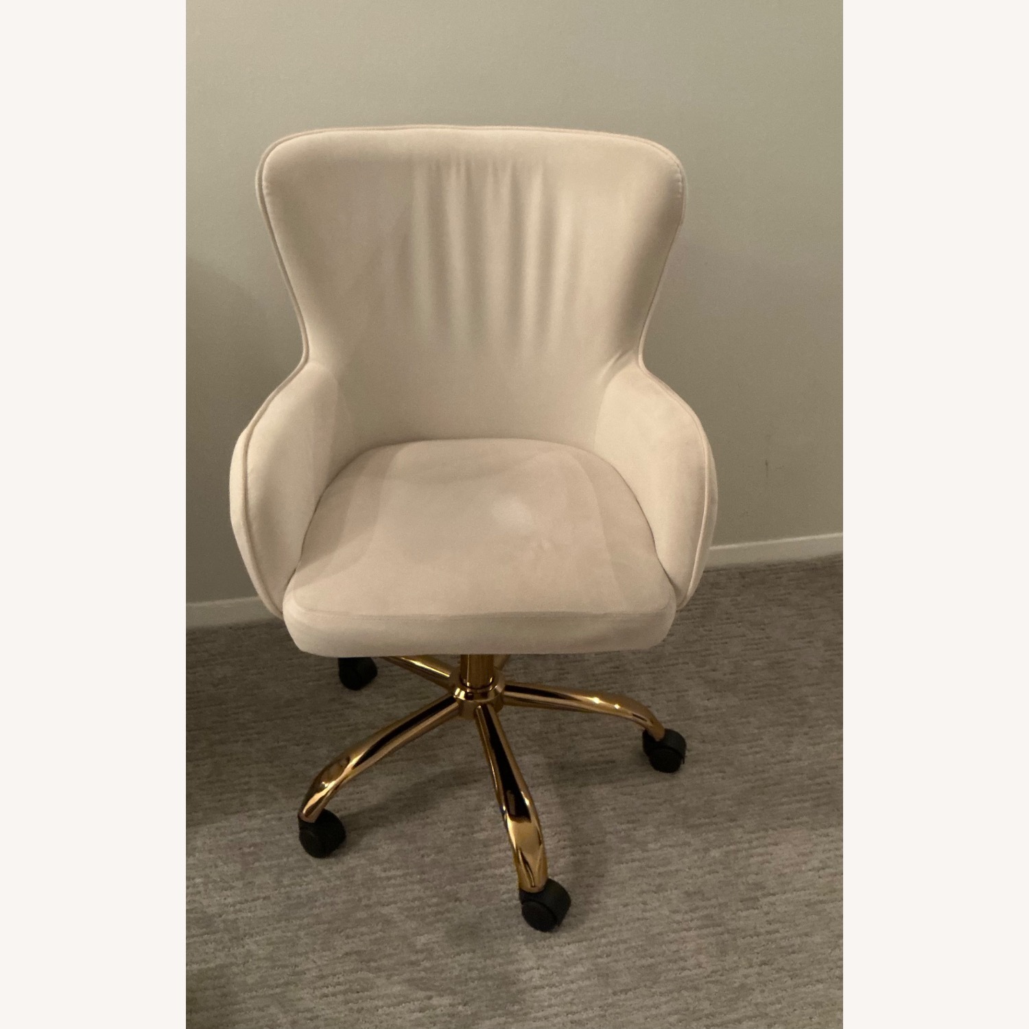 White and Gold Velvet Swivel Chair - image-6
