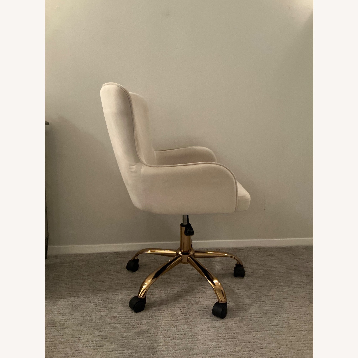 White and Gold Velvet Swivel Chair - image-5
