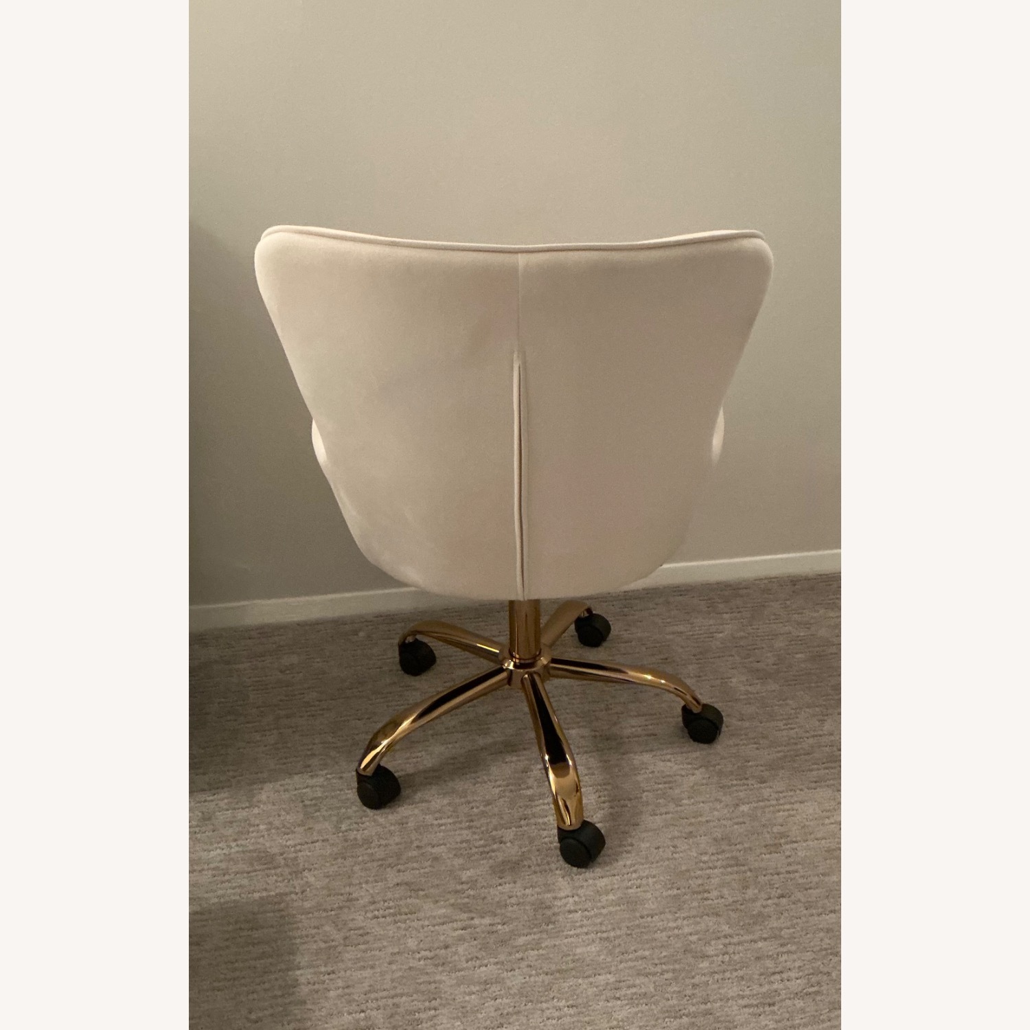 White and Gold Velvet Swivel Chair - image-7