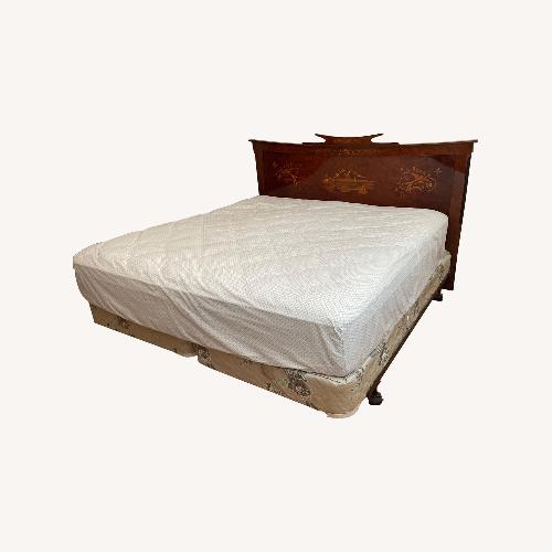 Used Inlaid Wood King Headboard for sale on AptDeco