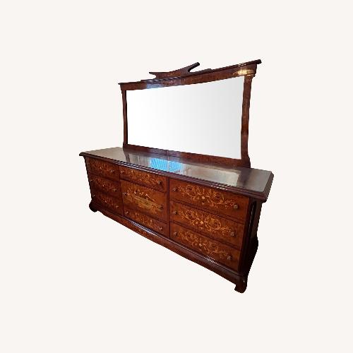 Used Inlaid Wood Dresser and Mirror for sale on AptDeco
