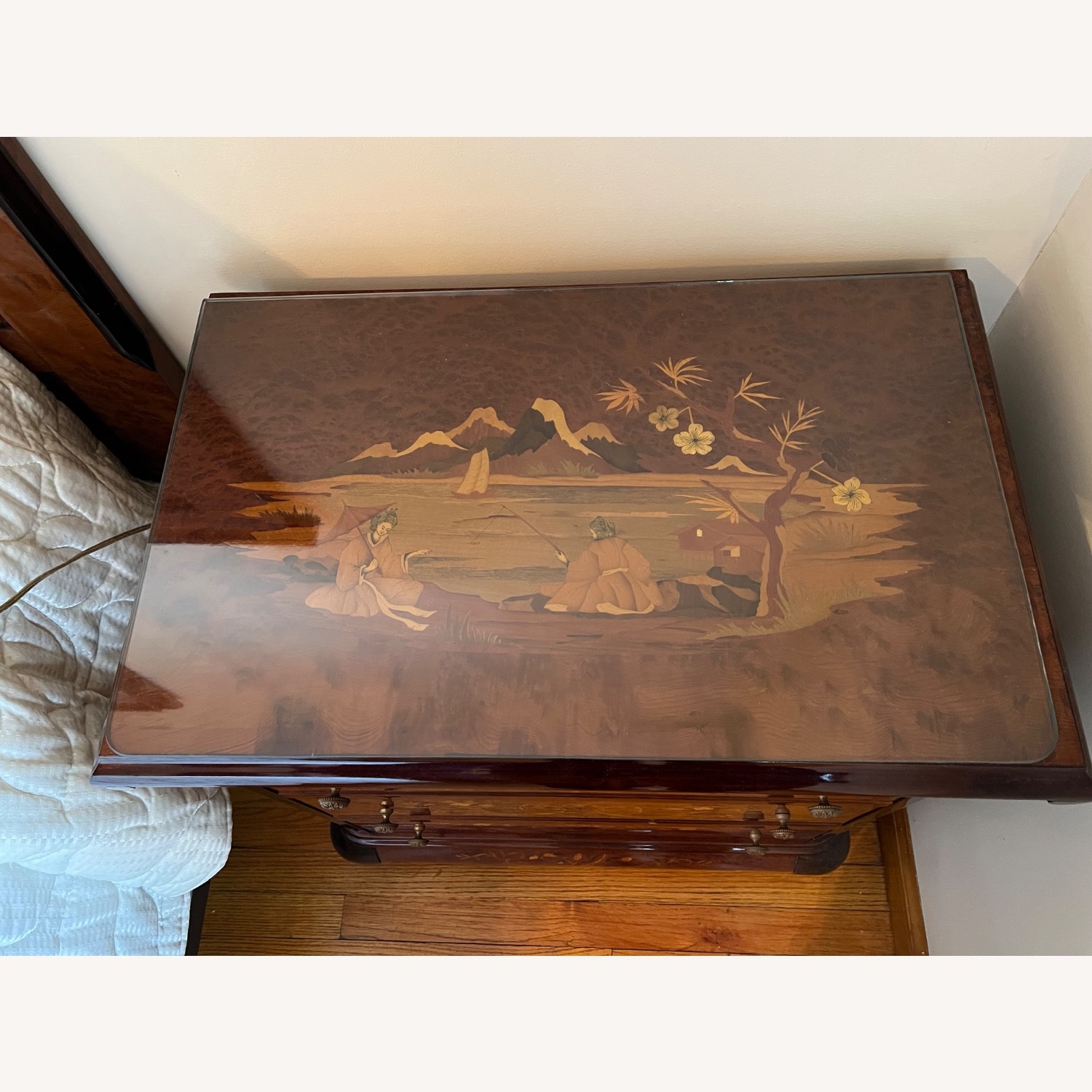 2 Inlaid Wood Nightstands - image-2