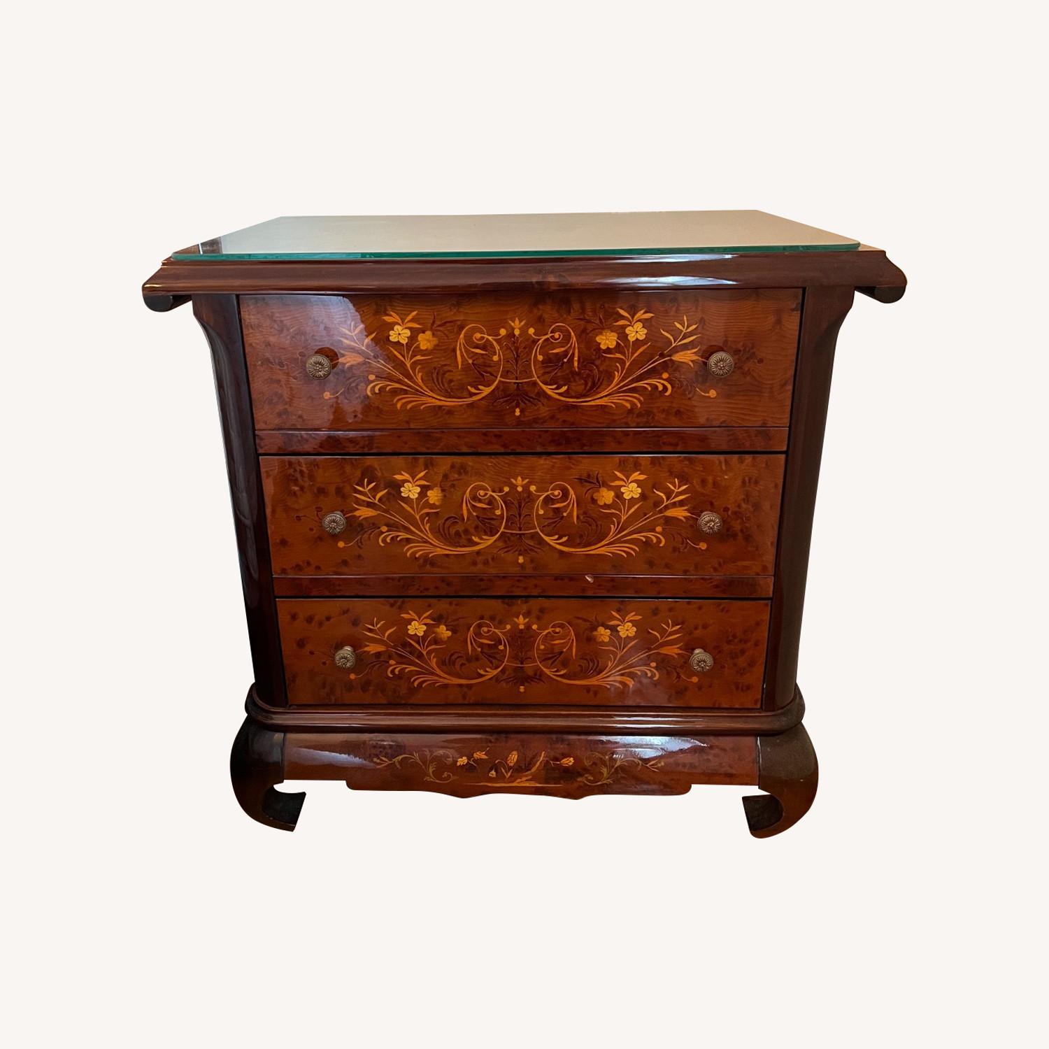 2 Inlaid Wood Nightstands - image-0
