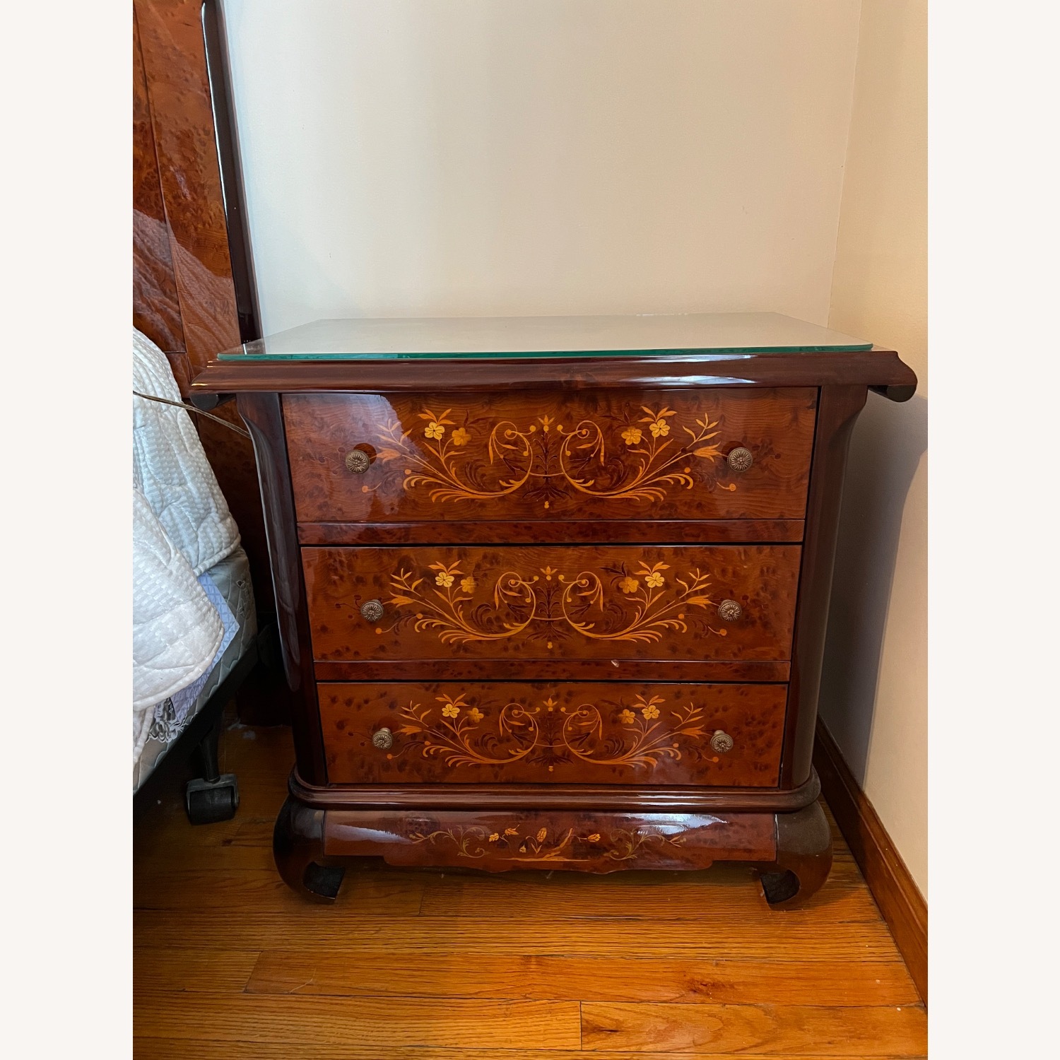 2 Inlaid Wood Nightstands - image-1