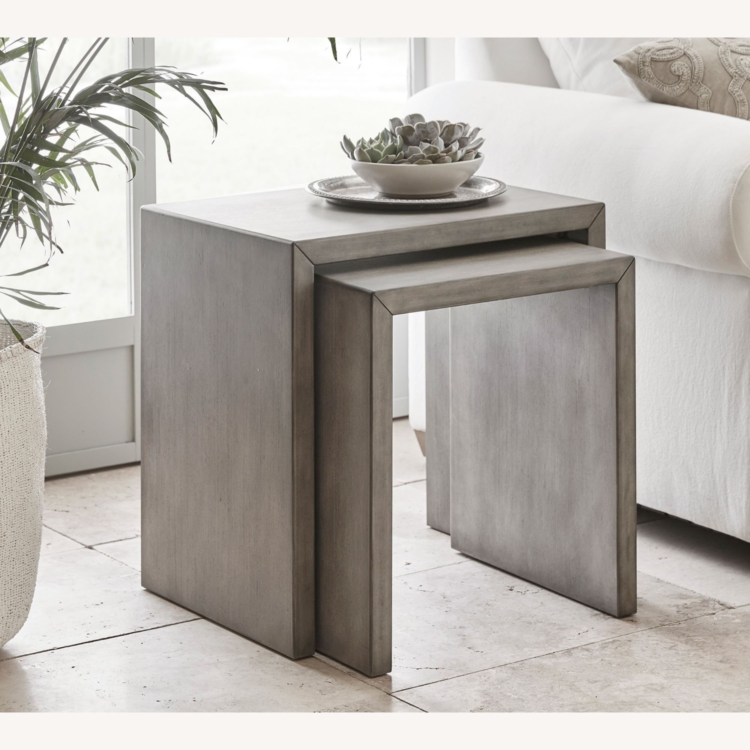 Pottery Barn Byron Rectangular Waterfall Nesting End Table (18"-22") - image-2