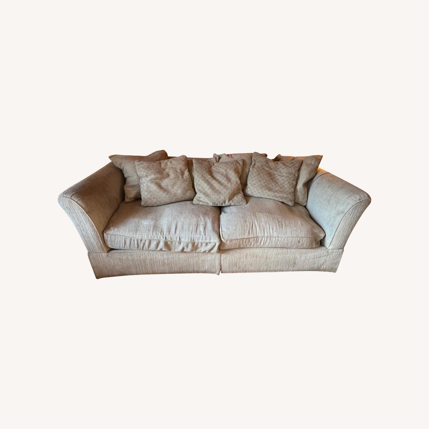 Wide Cream Corduroy Sofa - image-0