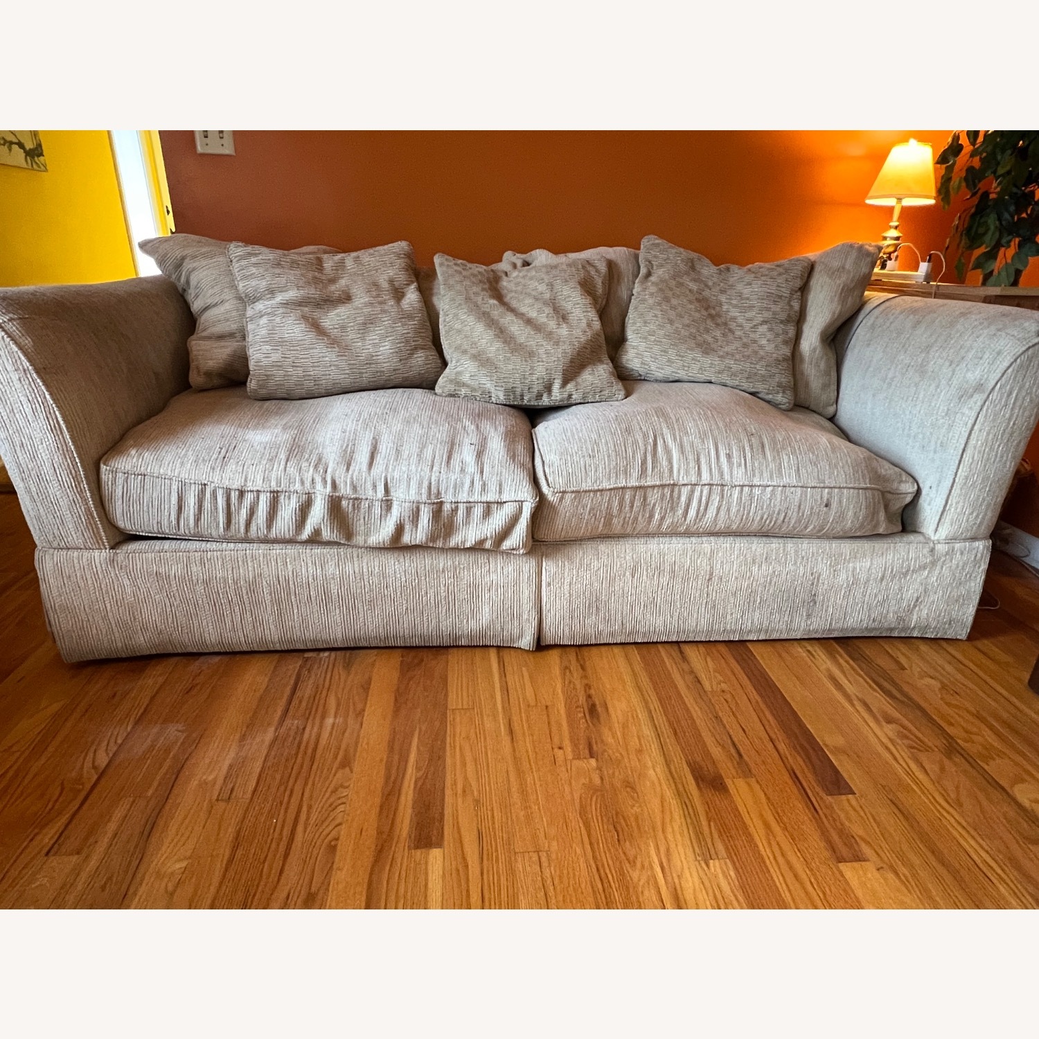 Wide Cream Corduroy Sofa - image-2