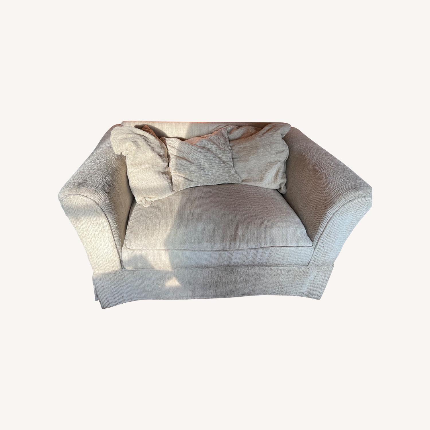 Wide Cream Corduroy Loveseat - image-0