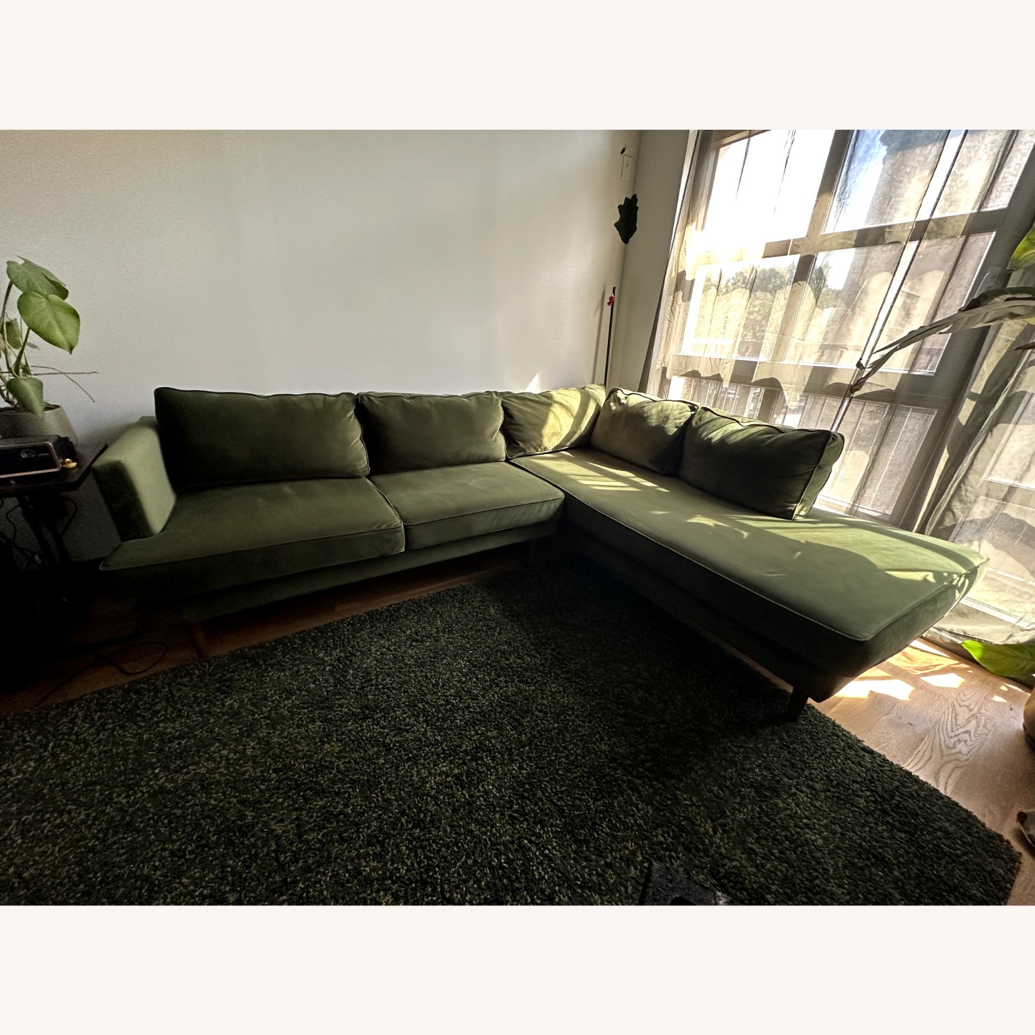 Joybird Preston Sectional Sofa - Green Velvet - image-1