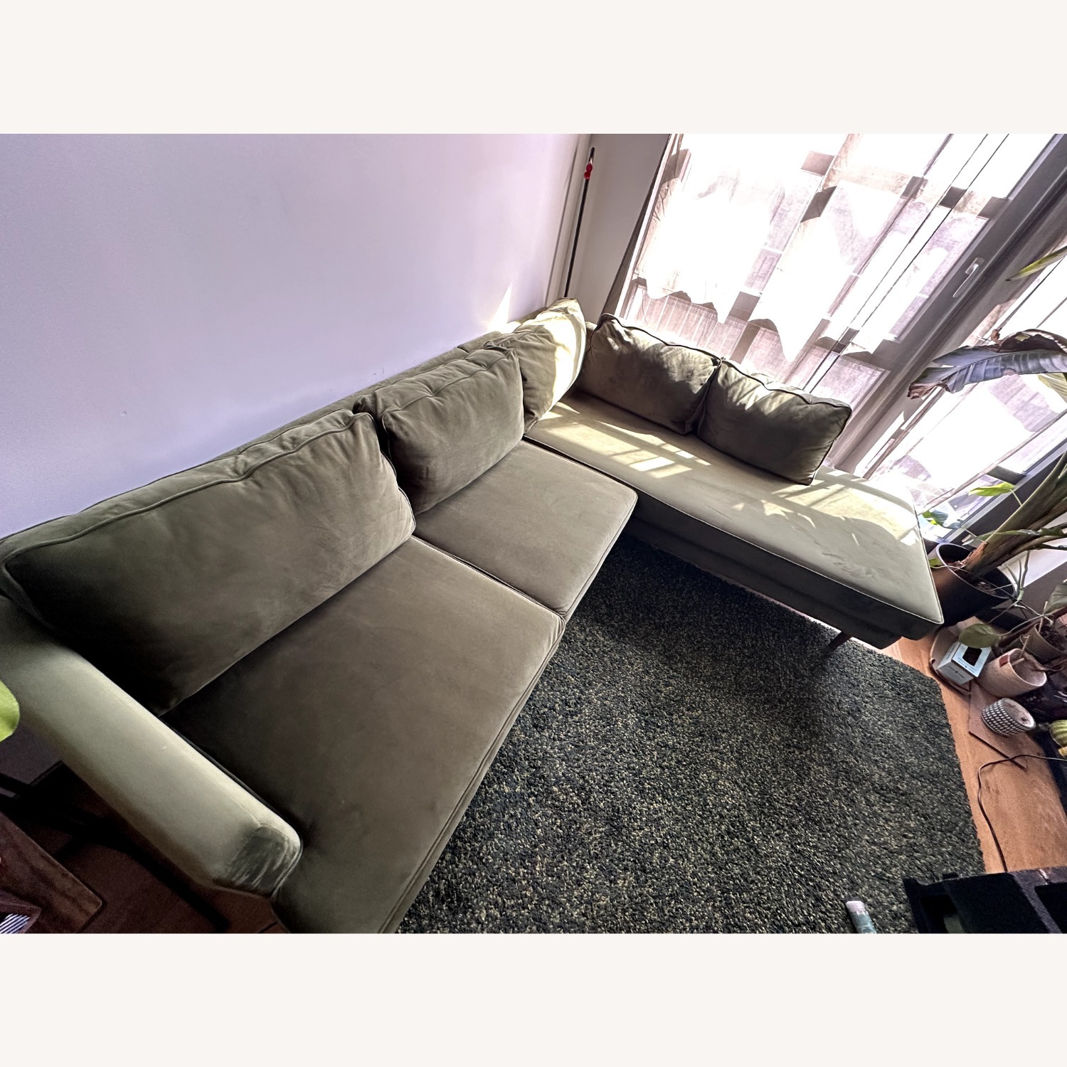 Joybird Preston Sectional Sofa - Green Velvet - image-2