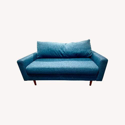 Used Inside Weather Custom Milo Sofette in Marine Teal for sale on AptDeco