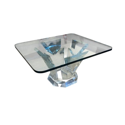 Used Vintage Rectangular Lucite & Glass Coffee Table for sale on AptDeco