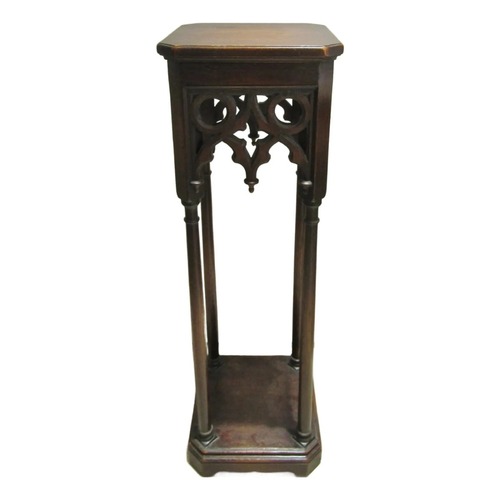 Used Antique Gothic Revival Oak Pedestal Stand 1880's for sale on AptDeco