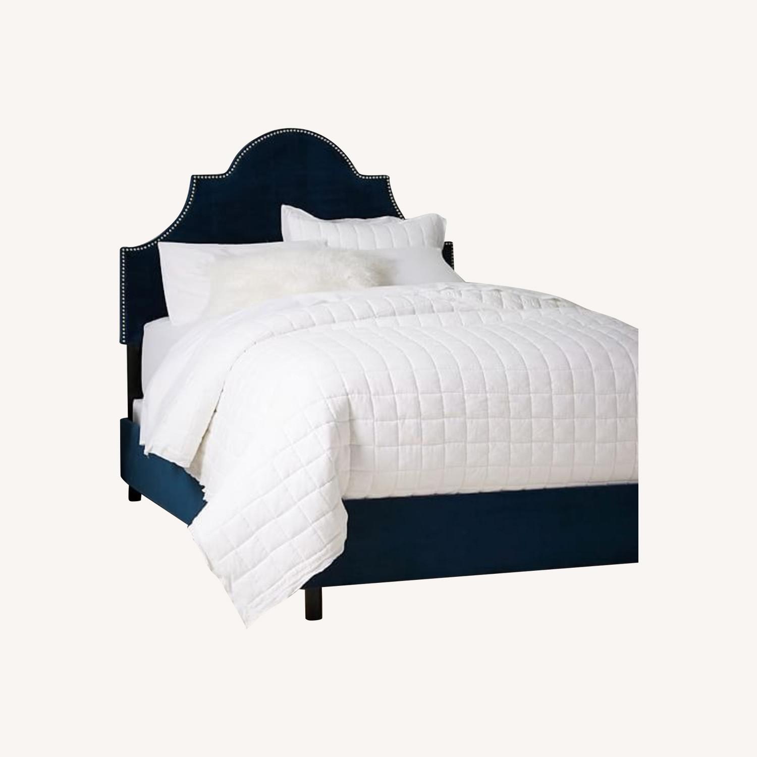 Polly Bed, Queen, Velvet Lagoon, Silver Nailhead - image-4