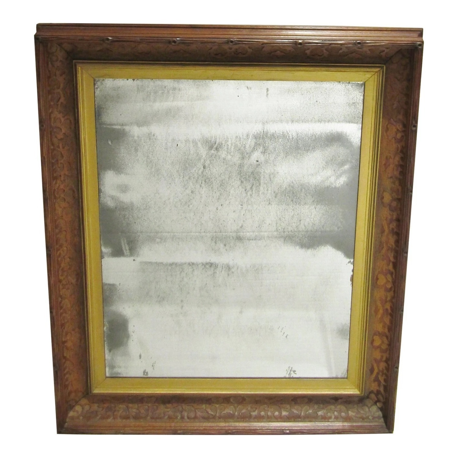 Antique Walnut Faux Casetta Wall Mirror 1870s - image-1