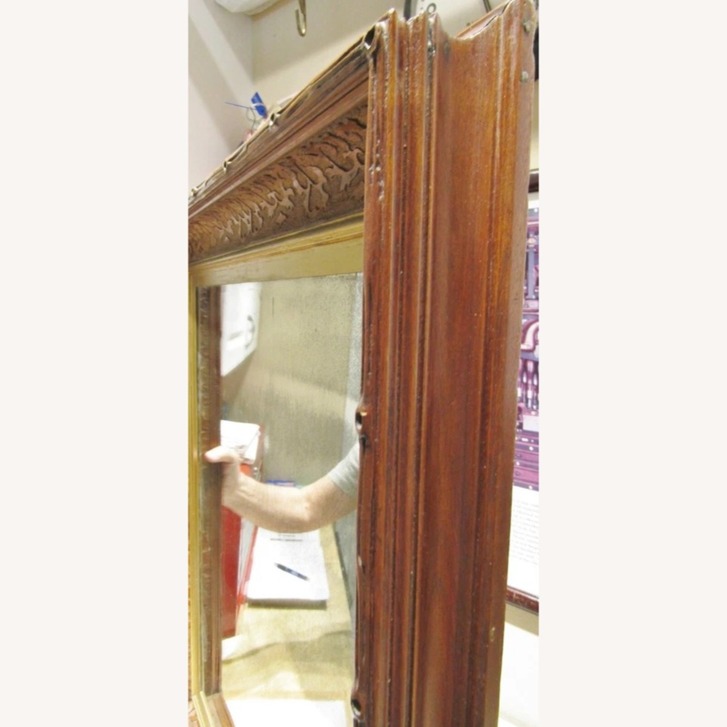 Antique Walnut Faux Casetta Wall Mirror 1870s - image-7