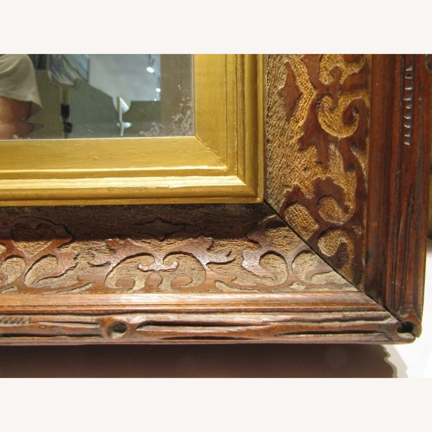 Antique Walnut Faux Casetta Wall Mirror 1870s - image-3