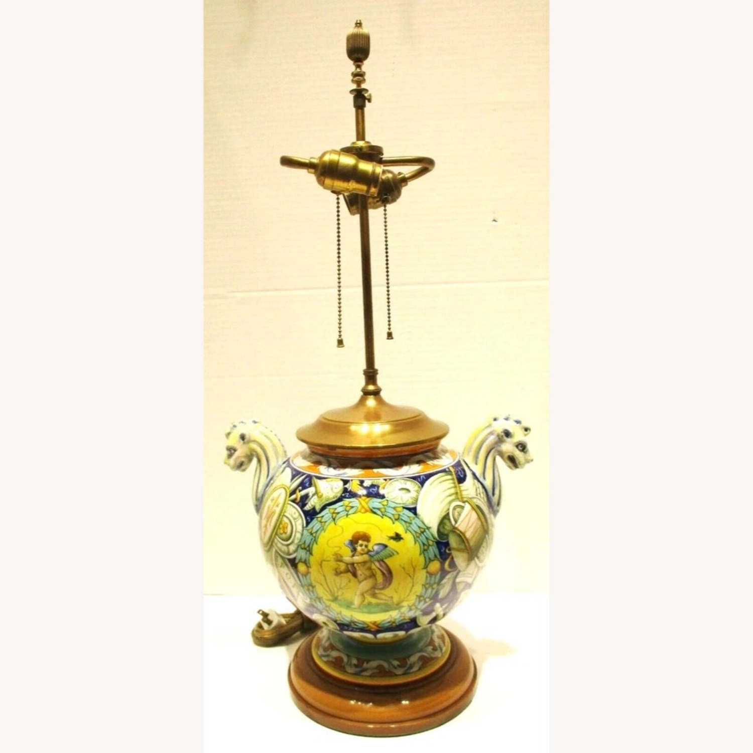 Antique Italian Majolica Cantagalli Vase Lamp - image-2