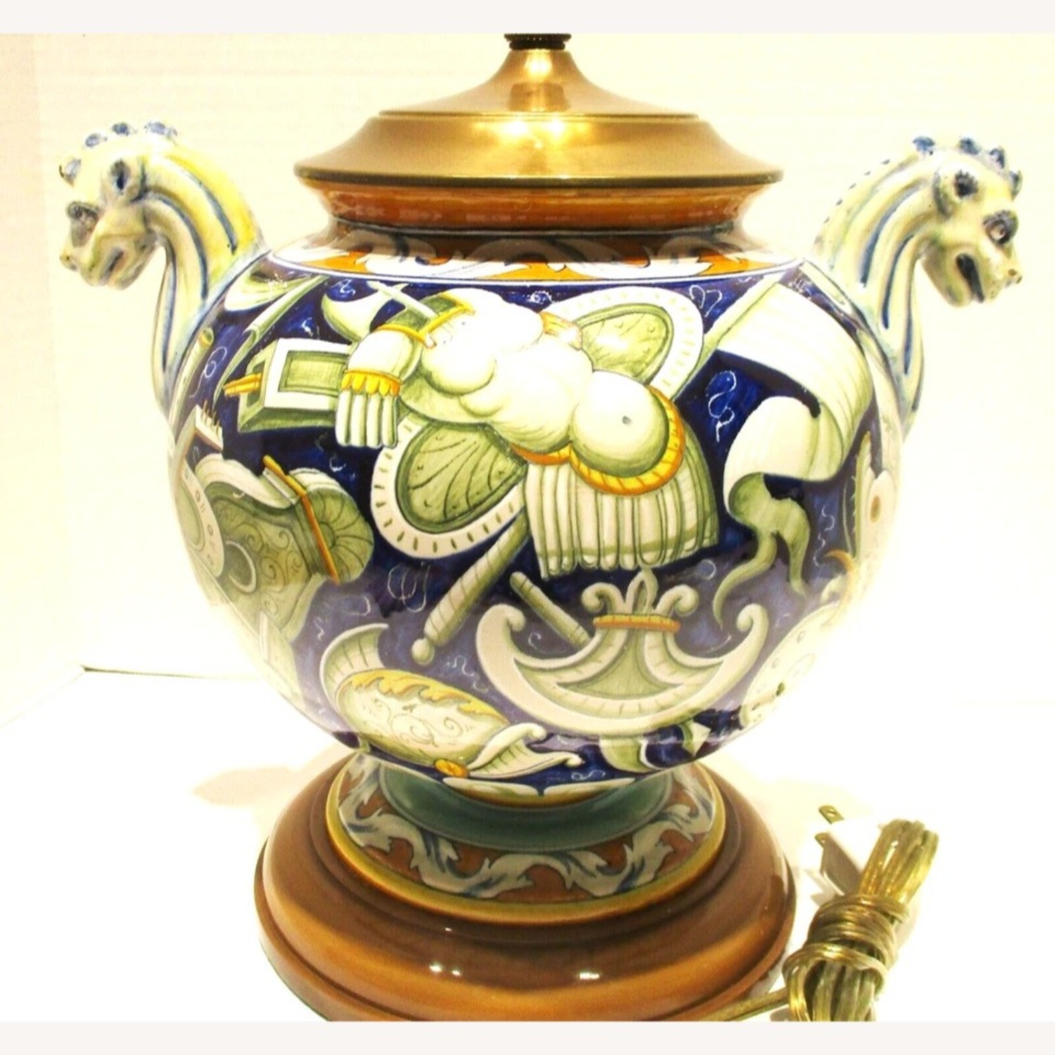 Antique Italian Majolica Cantagalli Vase Lamp - image-5