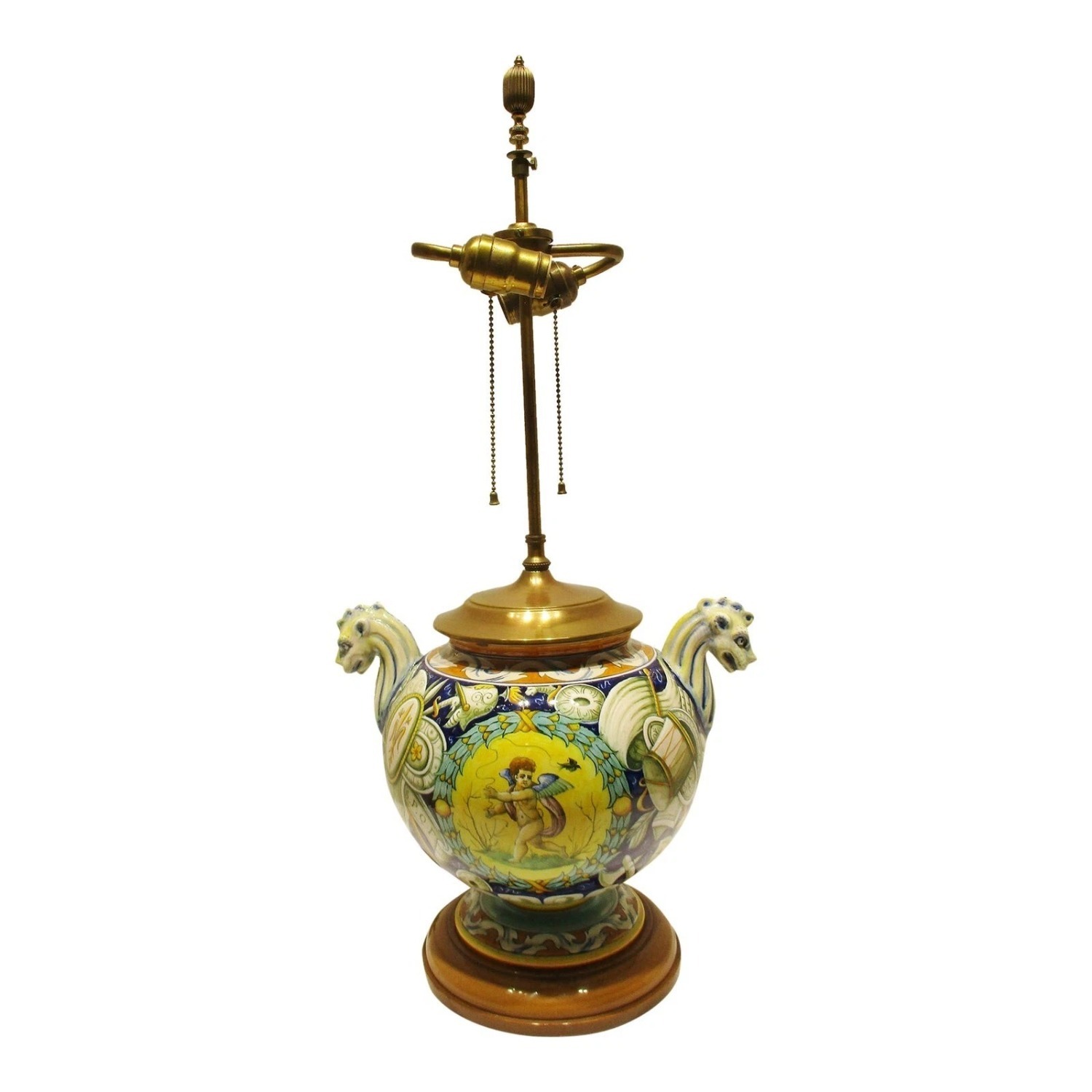 Antique Italian Majolica Cantagalli Vase Lamp - image-1