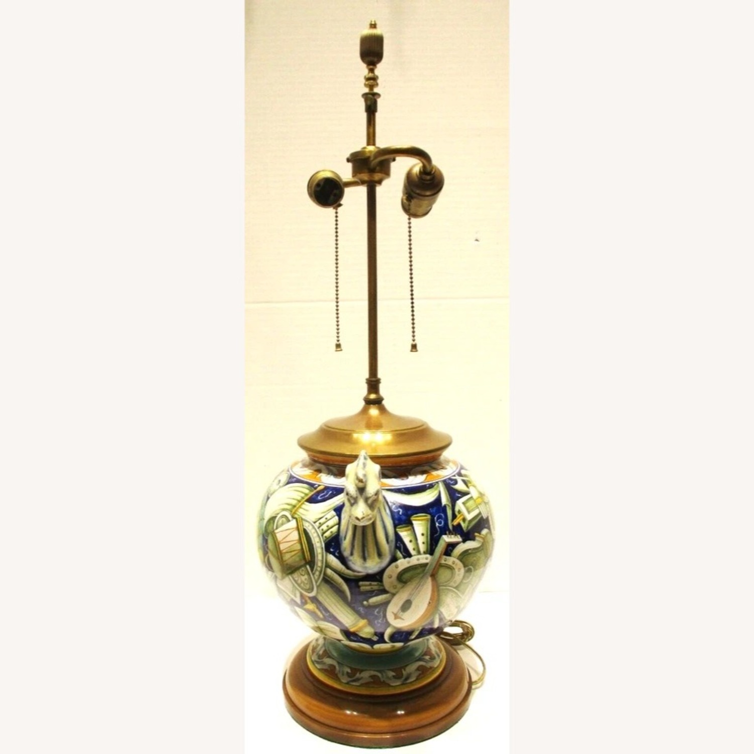 Antique Italian Majolica Cantagalli Vase Lamp - image-3