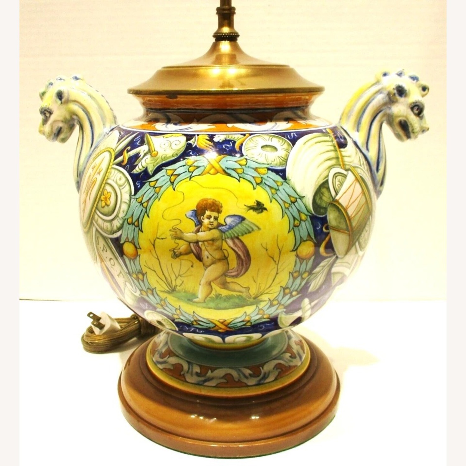 Antique Italian Majolica Cantagalli Vase Lamp - image-4