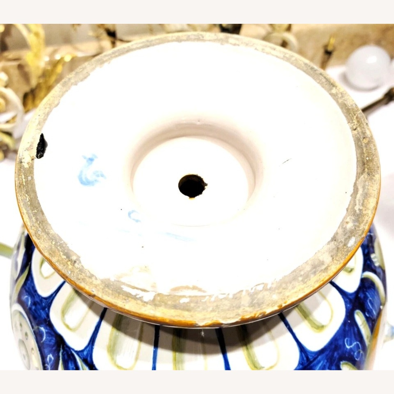 Antique Italian Majolica Cantagalli Vase Lamp - image-12