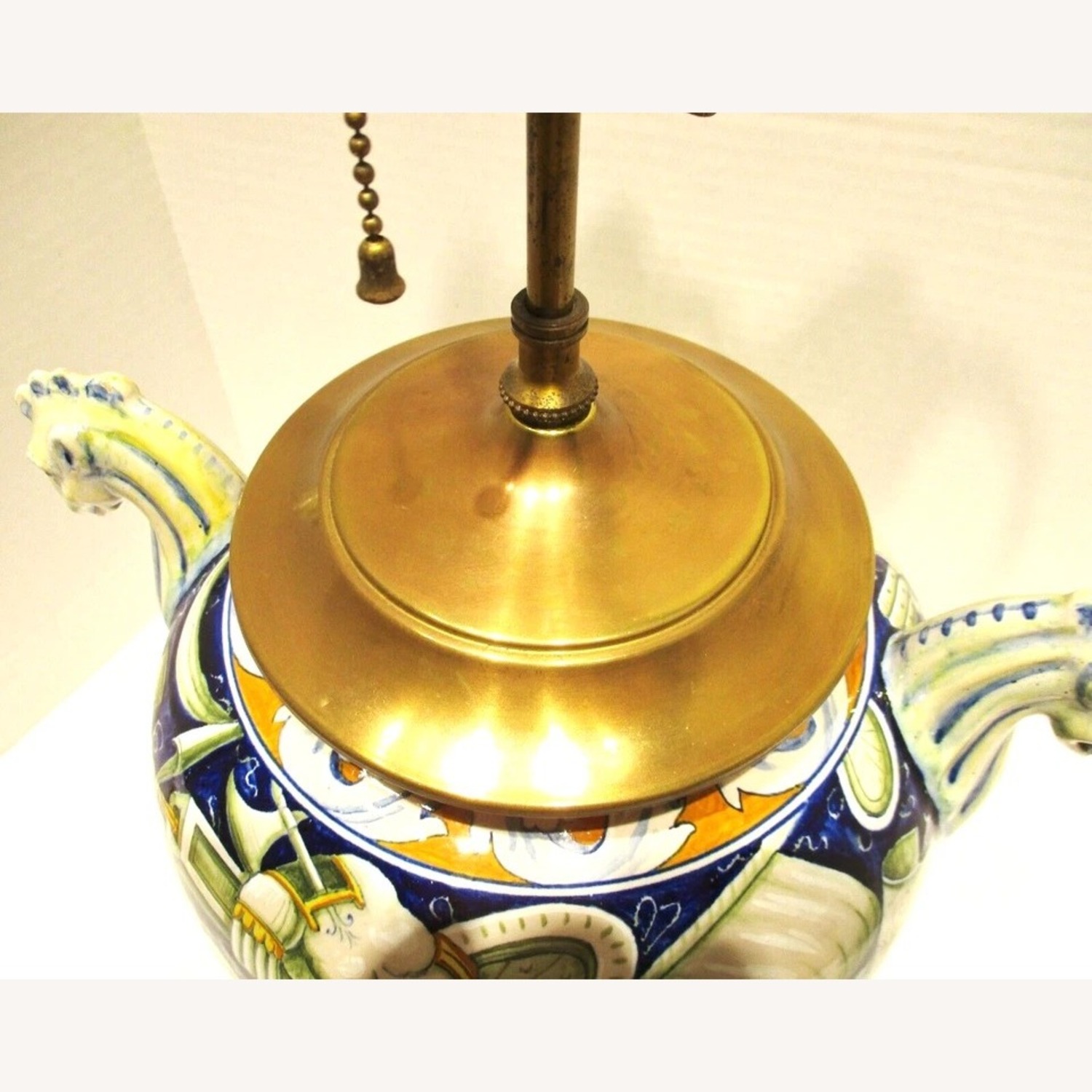 Antique Italian Majolica Cantagalli Vase Lamp - image-11