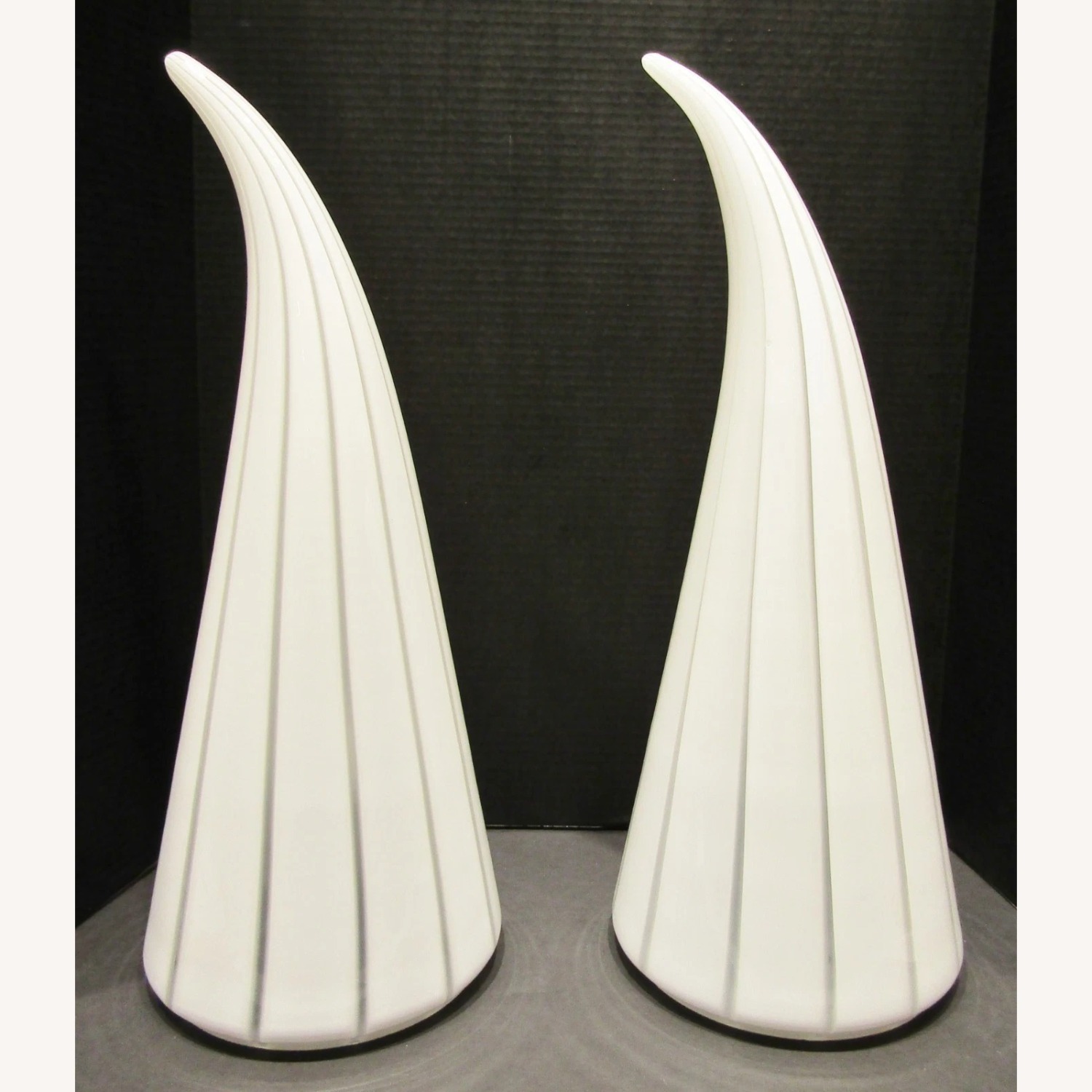 Pair Murano White and Striped Horn Table Lamps - image-1