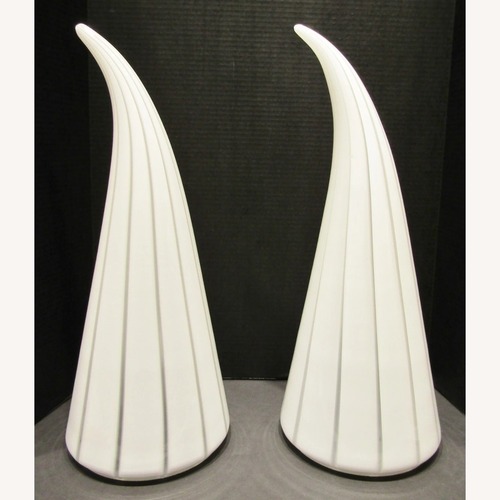 Used Pair Murano White and Striped Horn Table Lamps for sale on AptDeco