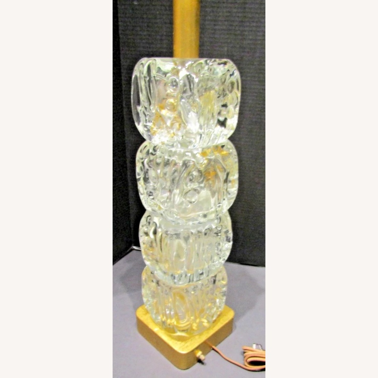 Rare Murano Glass Block Table Lamp 1940s - image-2