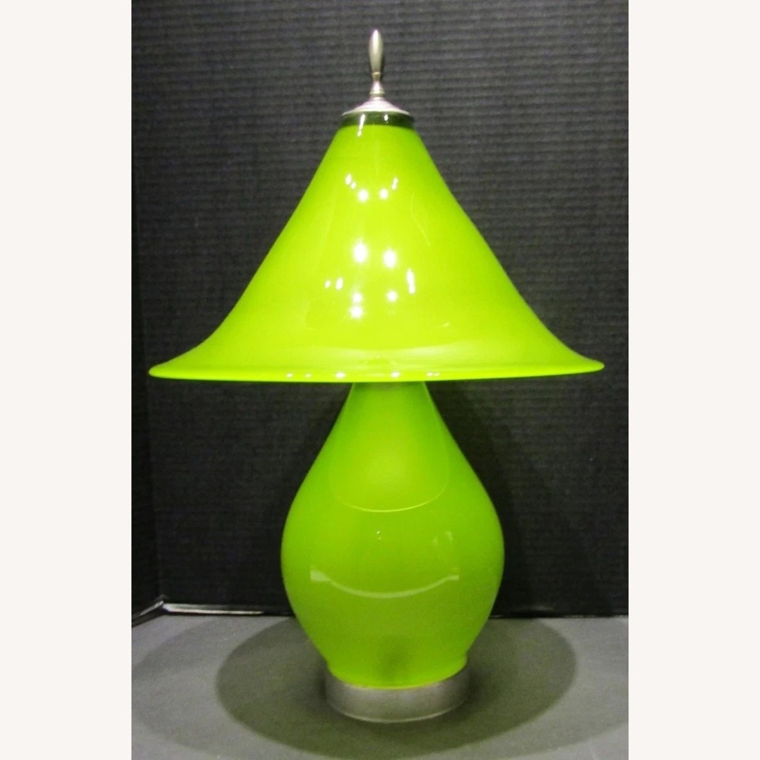 Signed Correia Chartreuse Glass Lamp - image-3