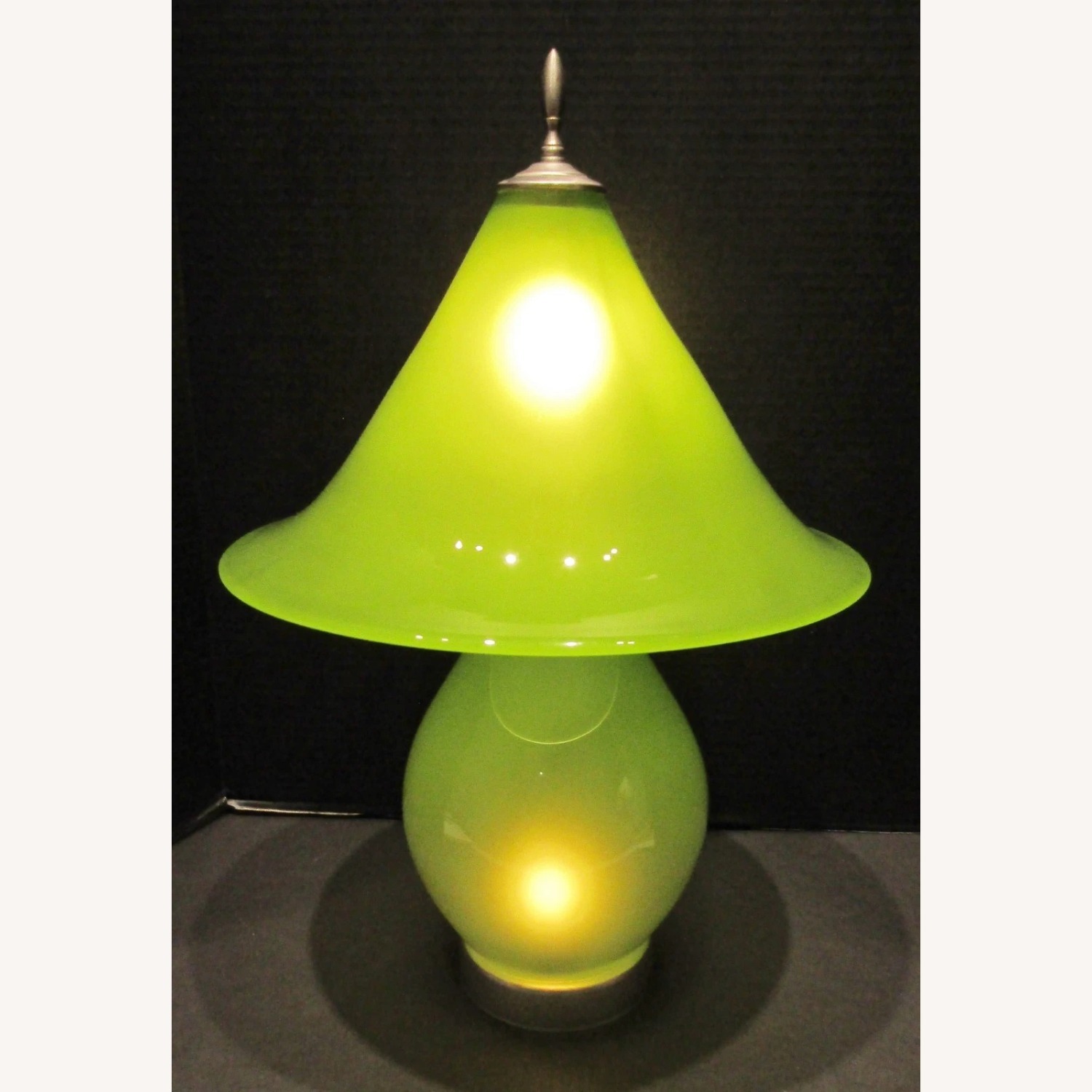 Signed Correia Chartreuse Glass Lamp - image-1