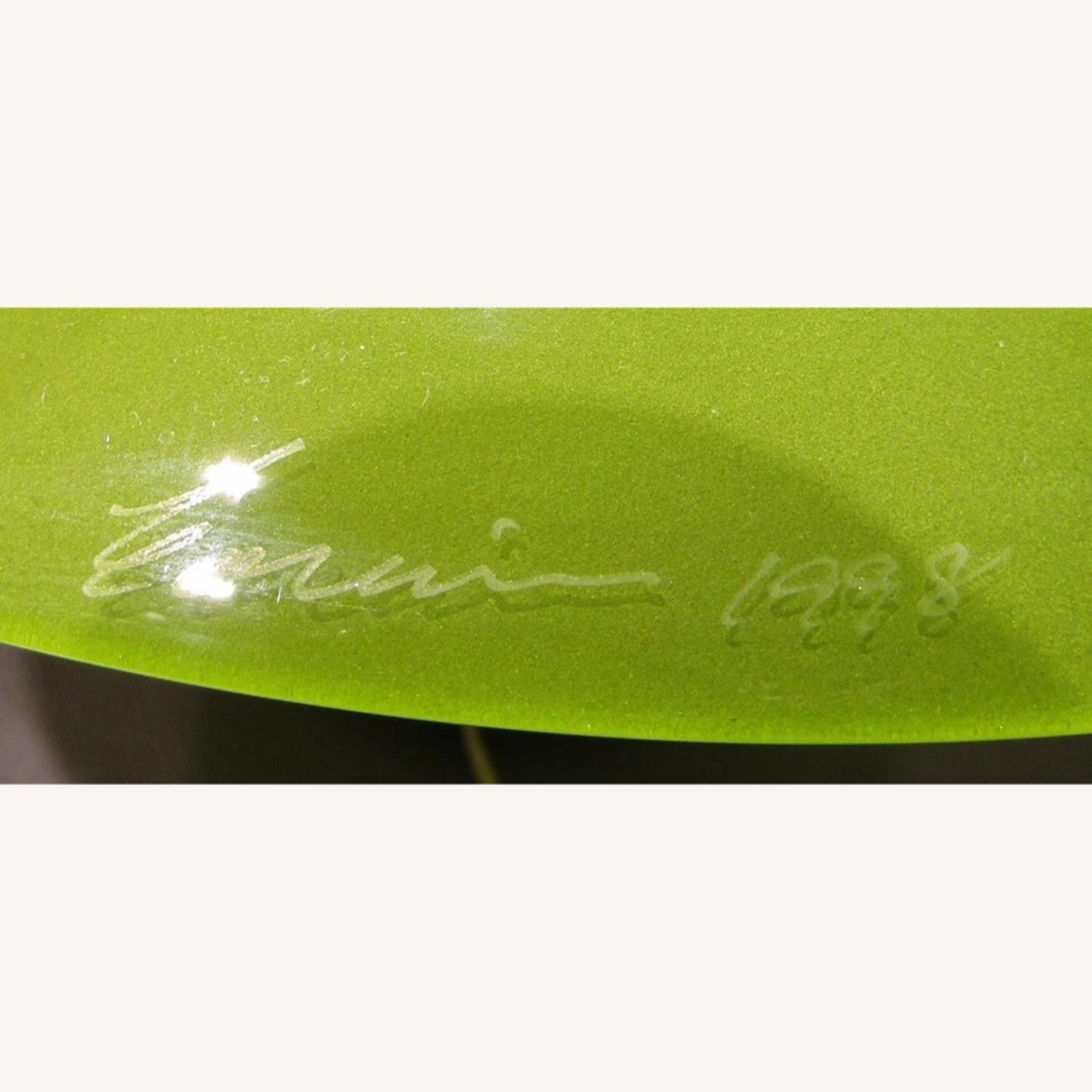 Signed Correia Chartreuse Glass Lamp - image-8