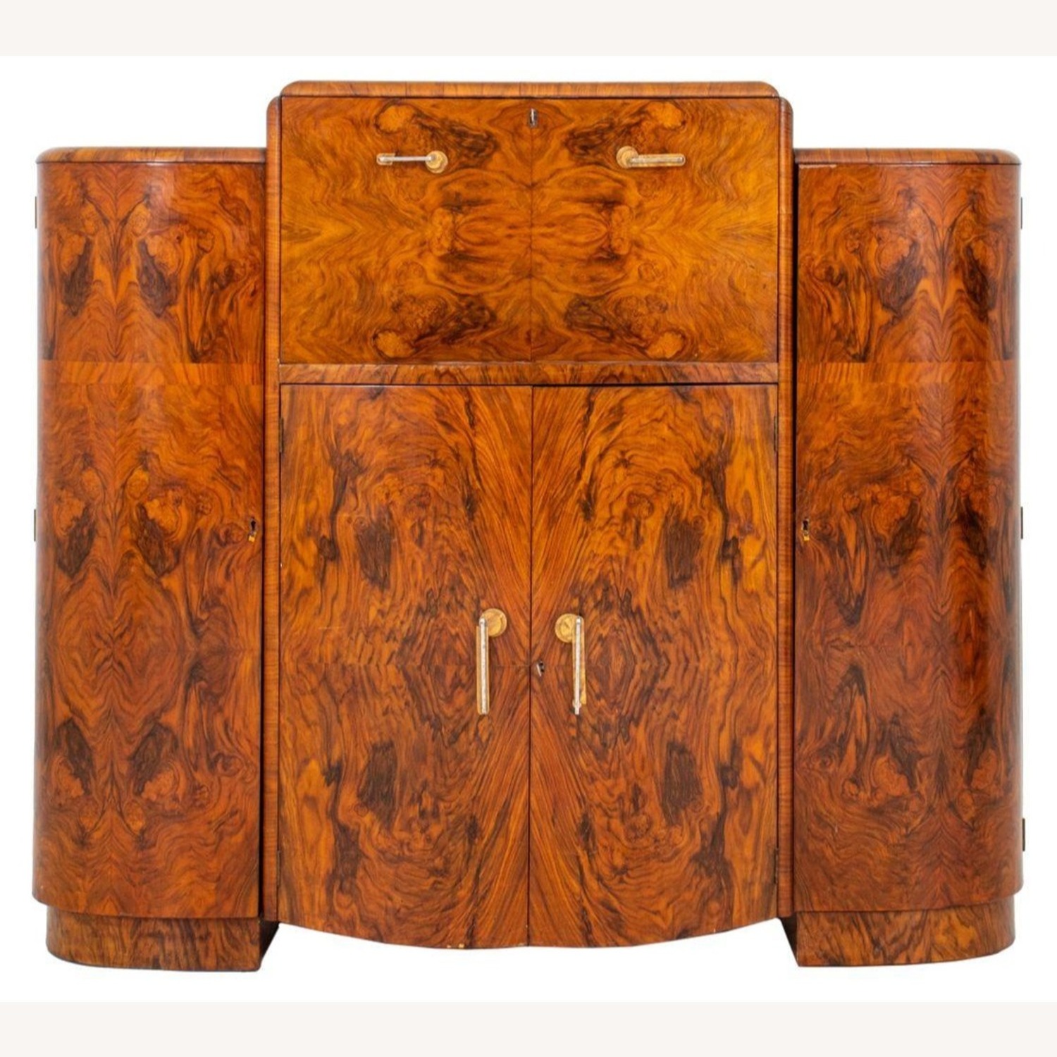 Art Deco Burlwood Veneer Bar, Circa 1930s - image-1