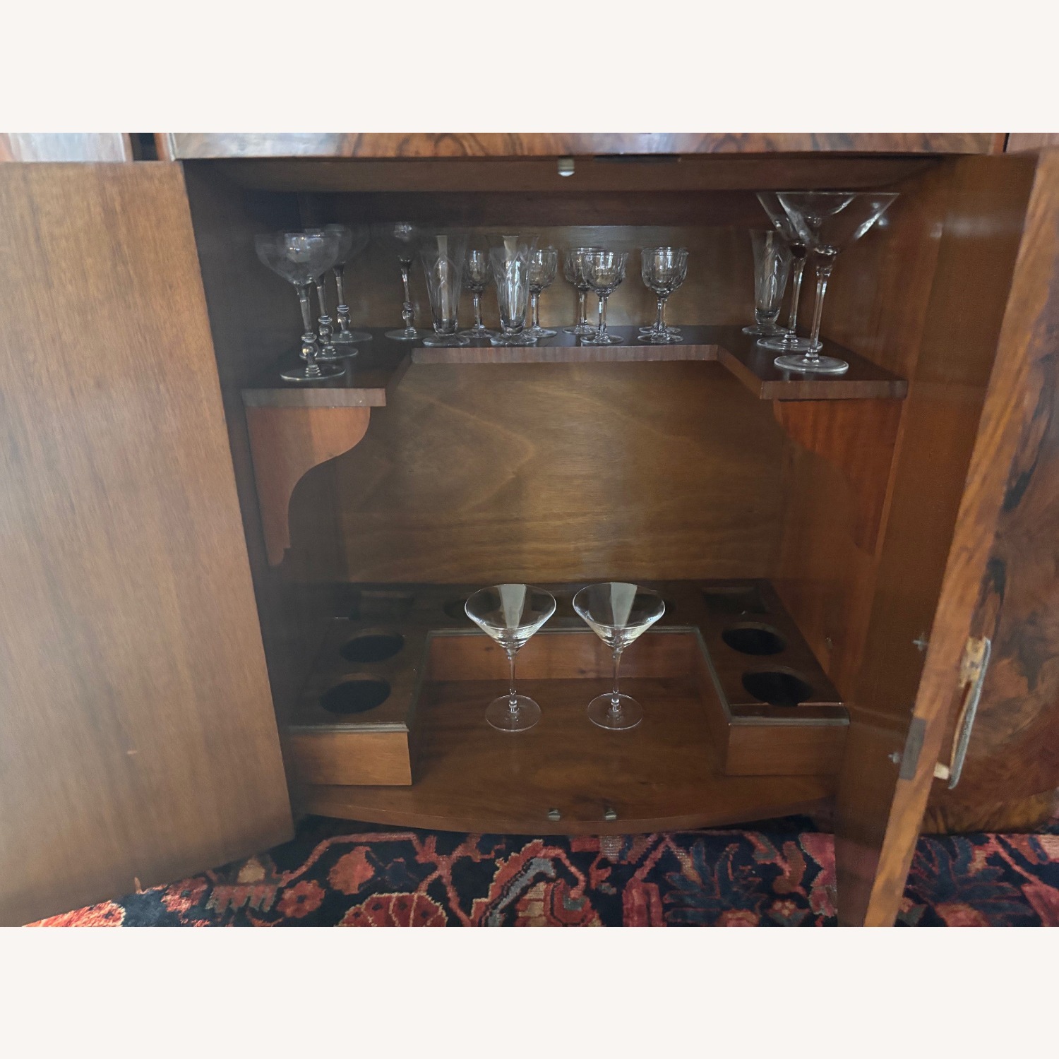 Art Deco Burlwood Veneer Bar, Circa 1930s - image-8