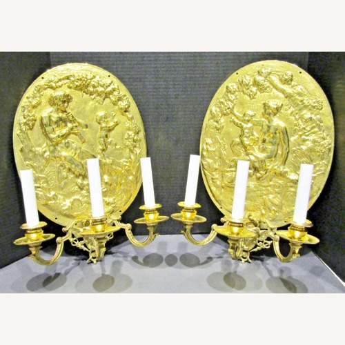 Used 19th C. Bronze Repousse Wall Sconces Electrified for sale on AptDeco